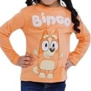 Bluey Bingo Youth Long Sleeve Orange T-Shirt‎ Size 14/16